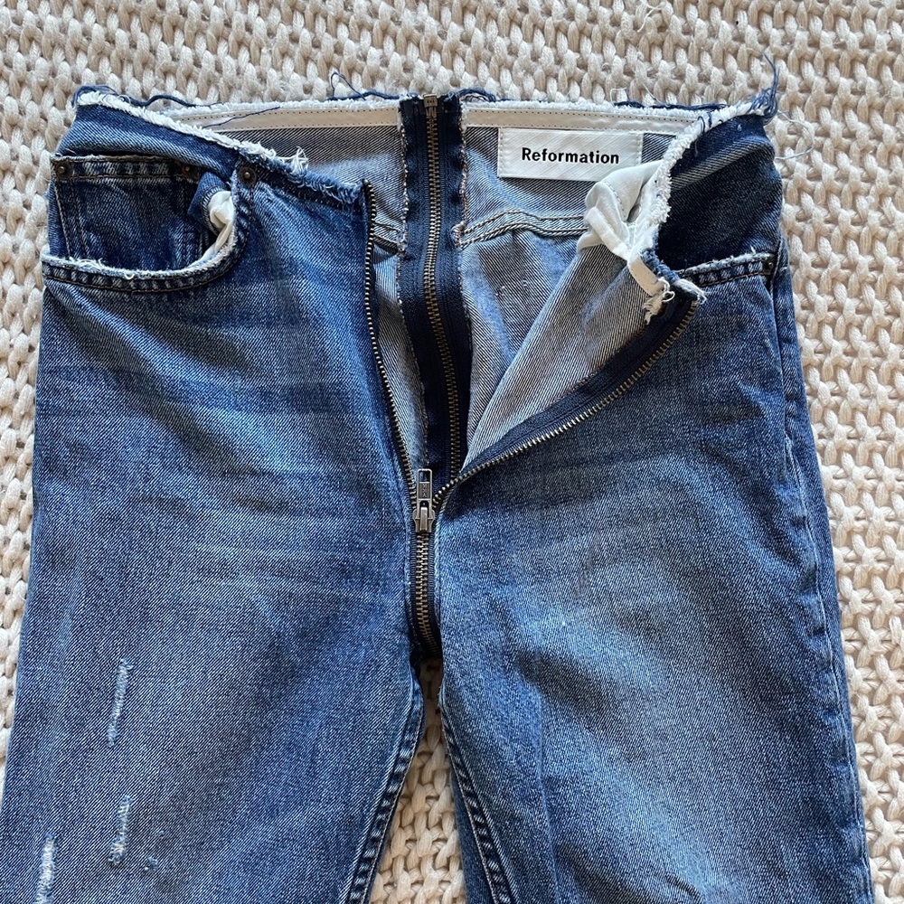 Reformation Front-to-Back Zipper DarkWash Jeans